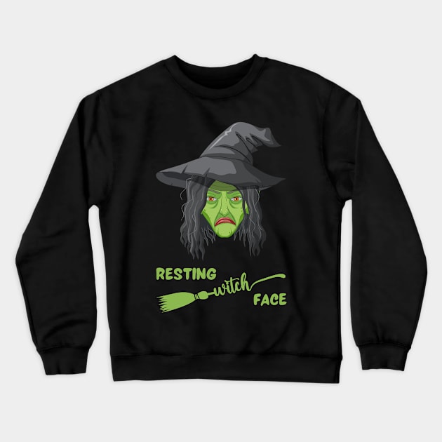 Resting Witch Face - Halloween Pun Crewneck Sweatshirt by Caregiverology